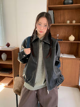 Huble Color Button Wool Collar Over Knit