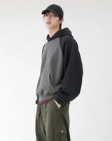 (UNISEX) Raglan Color Block Crop Hoodie