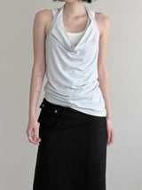Cowl Neck Draped Layered Halter Top