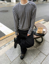 No.1698 stripe side button KNIT (3color)