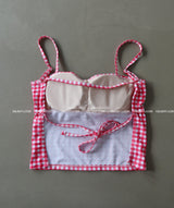 Gobang Checkered Cover-Up Backless Bikini