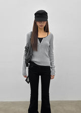 [MADE] Soflens Wool Deep V-Neck Henley Knit