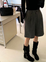 [MADE] Fidic Wool Herringbone Bermuda Pants