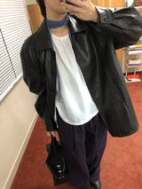 Curved Leather Jacket