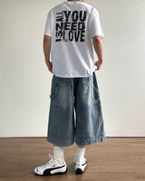Flat 7-Part Denim Pants