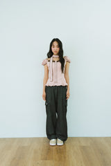 CHEEK DOT PUFF BLOUSE SCARF SET 