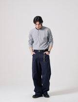 26SS★ Textured Henley Neck Long Sleeve T-Shirts