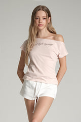 Clean-cut lettering top, Pink