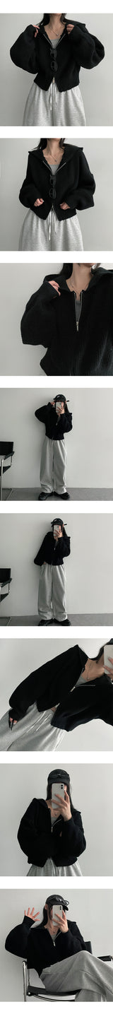 [Planning!] Russ Balloon Cropped Knitwear Hooded Zip-Up (8 colors)