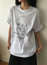 Ritsuka Dog Printing Loose Fit Short Sleeve Tee