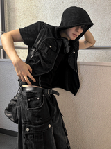 Washed Black Multi Cargo Denim