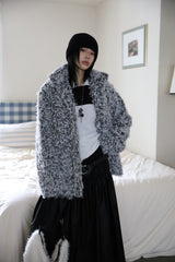 Marine leather long skirt