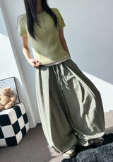 Er Checked Linen Balloon Fit Pants 3color