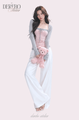 Pink gray bolero top two-piece