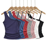 Amaris Asymmetric Strap Ruched Top