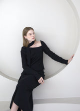 Unbalanced Muffler Knit Black