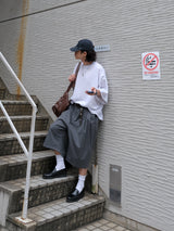 WEE ピンタック ストライプ バミューダ スラックス