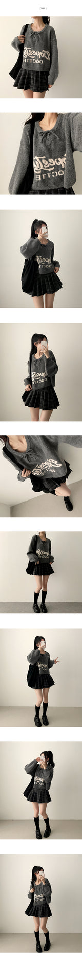EM String Ribbon Balloon Crop Knit