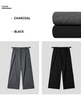 [Unisex] オーバーラップツータックワイドスラックス(2color)
