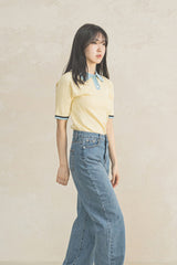 [MADE] Lemon and Blue Collar Short Sleeve Knit FREE