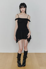 ペタルラッフルドレス black