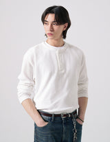 26SS★ Textured Henley Neck Long Sleeve T-Shirts