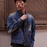 STUD HOOK DENIM RACER JACKET_BLUE