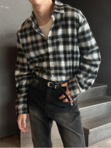 [Unisex]モダンチェックオーバーフィットシャツ(4color)