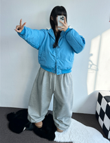 フリース❤ツーピンタックパラシュートロングパンツ 🖤🤍🩶3カラー