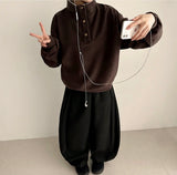Bomi Two-Tone Snap Button Fleece Loose Fit Pullover
