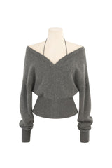 Giselle off-shoulder V-knit