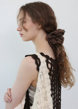 Lace Flower Stripe Scrunchie_Large_Brown