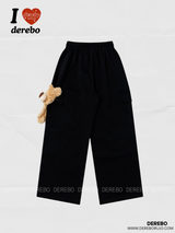 Bear Patch Banding Shirring Casual Pants