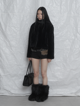 [mnem] Fur Collar Jacket (black)