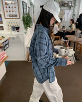 (Unisex)デストロイドチェックシャツ