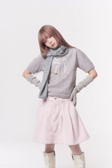 Mini ribbon muffler_gray