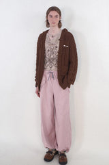Relaxed and casual loose-fitting straight-leg pink pants, casual trousers