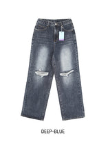 [U-DENIM] サマーリッペードジーンズワイドデニムパンツ