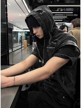 Cray Denim Short-sleeved Hooded Jacket