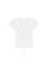 White rosy chiffon blouse