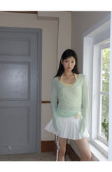 Mint Loose-Fit Layered Sleeveless T-shirt( T + sleeveless set)