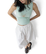 Flower Print Boat Neck Crop Tank Top