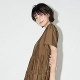 FRILL LONG ONE-PIECE  (Brown)