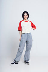 サイクルプリントラグラン ½Tシャツ (red/ivory)