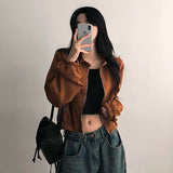 LANE Two-Way Suede Collar Jacket