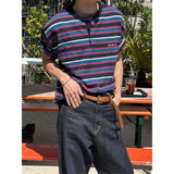 [S/S] Multi stripe henry neck half knit(3color)