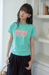 26SS★ ポップストロベリークロップ半袖Tシャツ