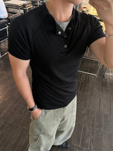 Snap layered muscle short-sleeve t-shirt