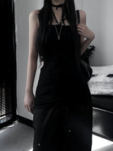 halter strap slit layered one piece (2color)