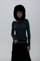 MUREN SHIRRING TOP / CHARCOAL